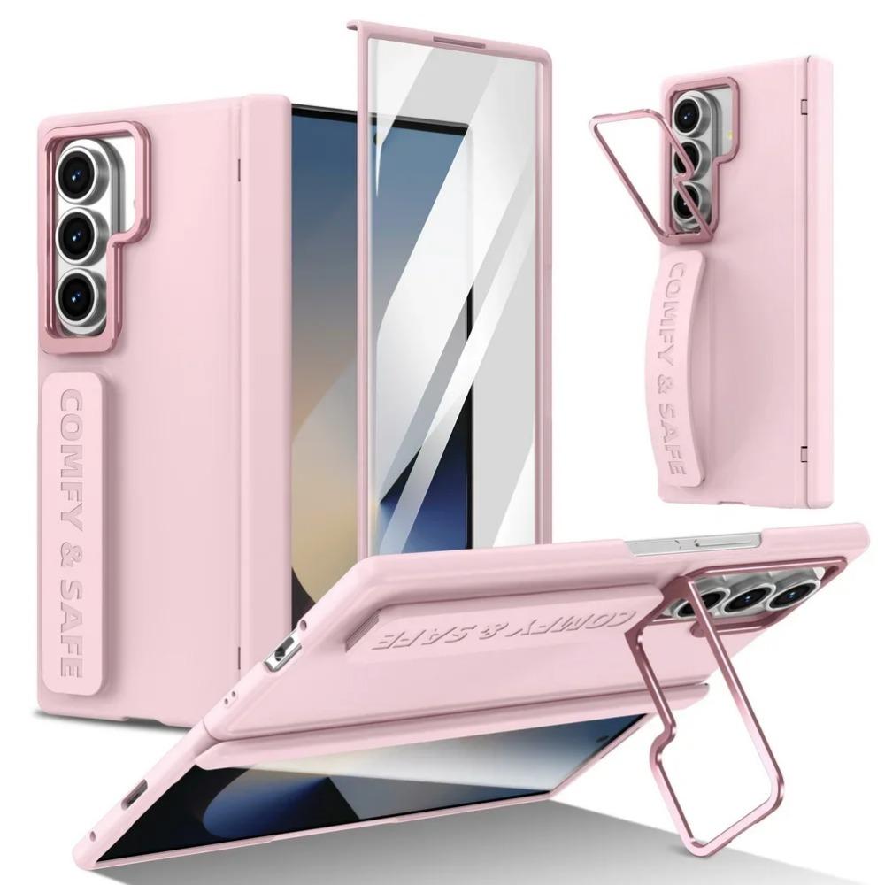 Busine Sle Multifunctional Lens Holder with Wristband Tempered Glass Film Case for Samsung Galaxy Z Fold 7 6 5 4 3 Protect Cover