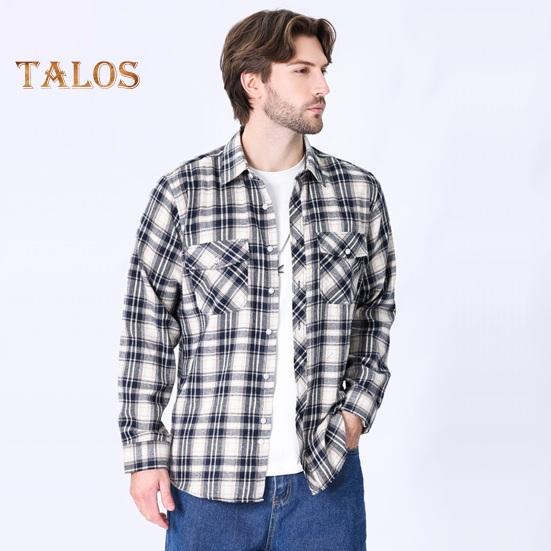 Men's Shirt Long Sleeve Plaid Lapel Top Loose Fit Casual Flannel Coat for Spring Autumn Office Party Vacation Home Date