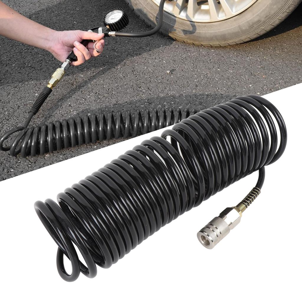 Spiral   Hose 1/4 Inch ID 16.t Length PE Copper Non Tangling Anti Twisting Lightweight Compressed   Hose