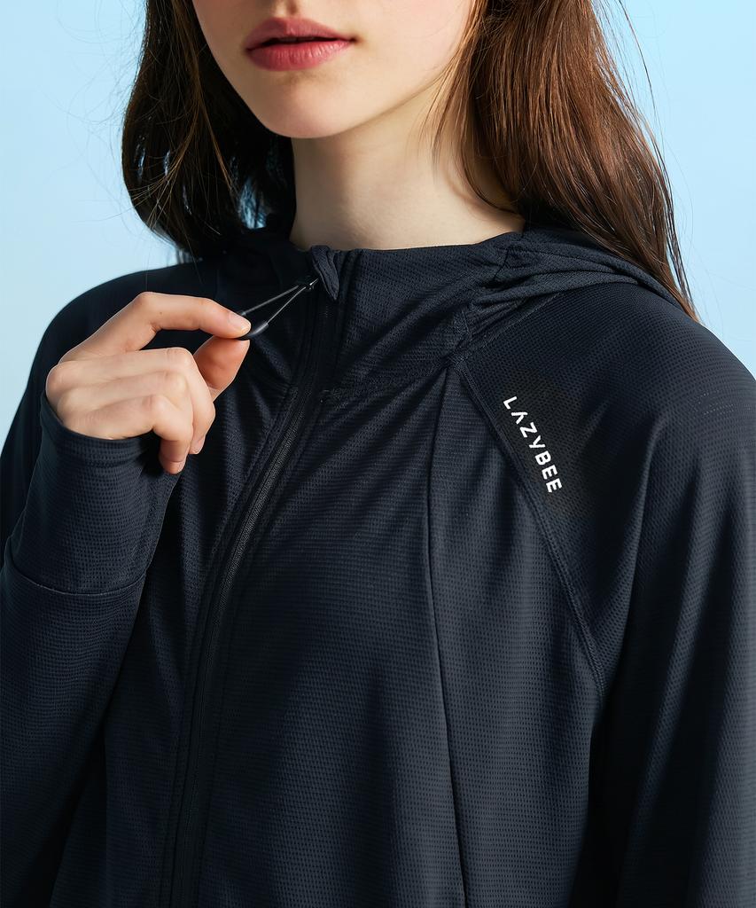 Leijibi [Set] Techflow Performance Hooded Zip-Up Rash Guard + Swim Shorts Set M Black