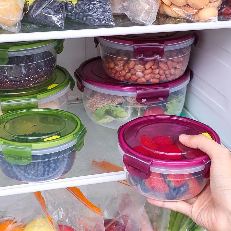 Fresh-keeping Box Can Be Heated in Microwave Oven, Kitchen Refrigerator Freezer Storage Box, Transparent Lunch Box with Lid