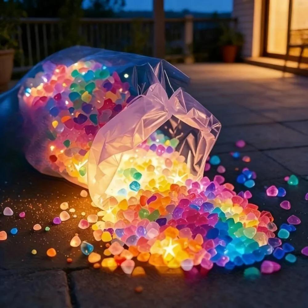 10000 Bucăți Pietre Luminoase Ornament Acvariu Acvariu Pietricele Strălucitoare în Întuneric Decorațiuni pentru Curte Exterioară, Gazon, Căi de Acces