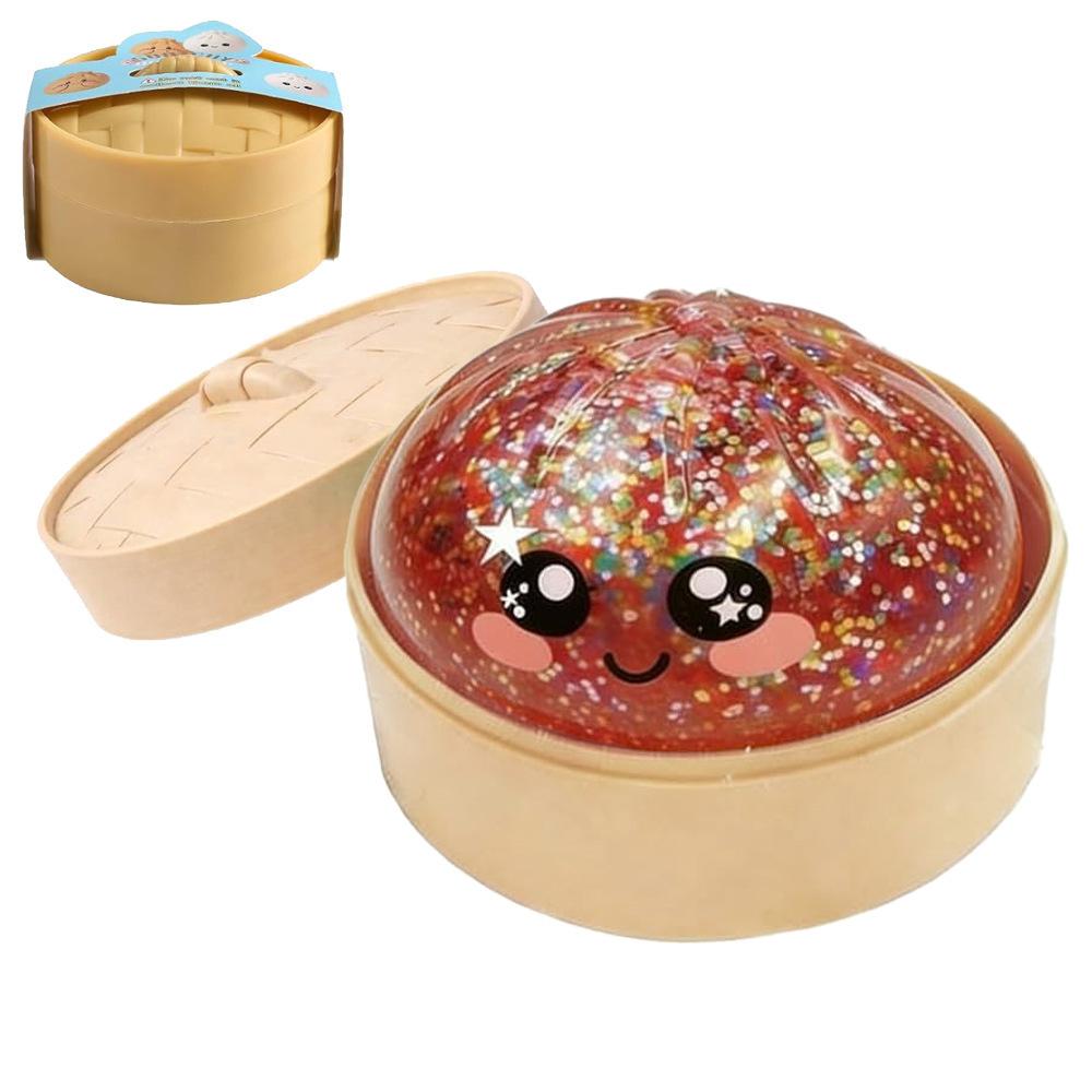 Bunter Blasen-Knödel zum Quetschen mit Dampfgarer, weicher TPR-Teigball, Dekompressions-Fidget-Spielzeug, lustiges kreatives Brötchen-Geschenk