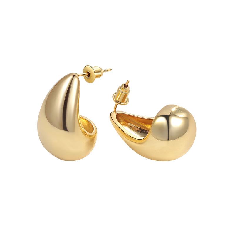 Elegant Gold Plated Waterdrop Earrings Minimalist Shiny Dangle Drop Earrings Versatile Fashion Jewelry For Women Daily Wear