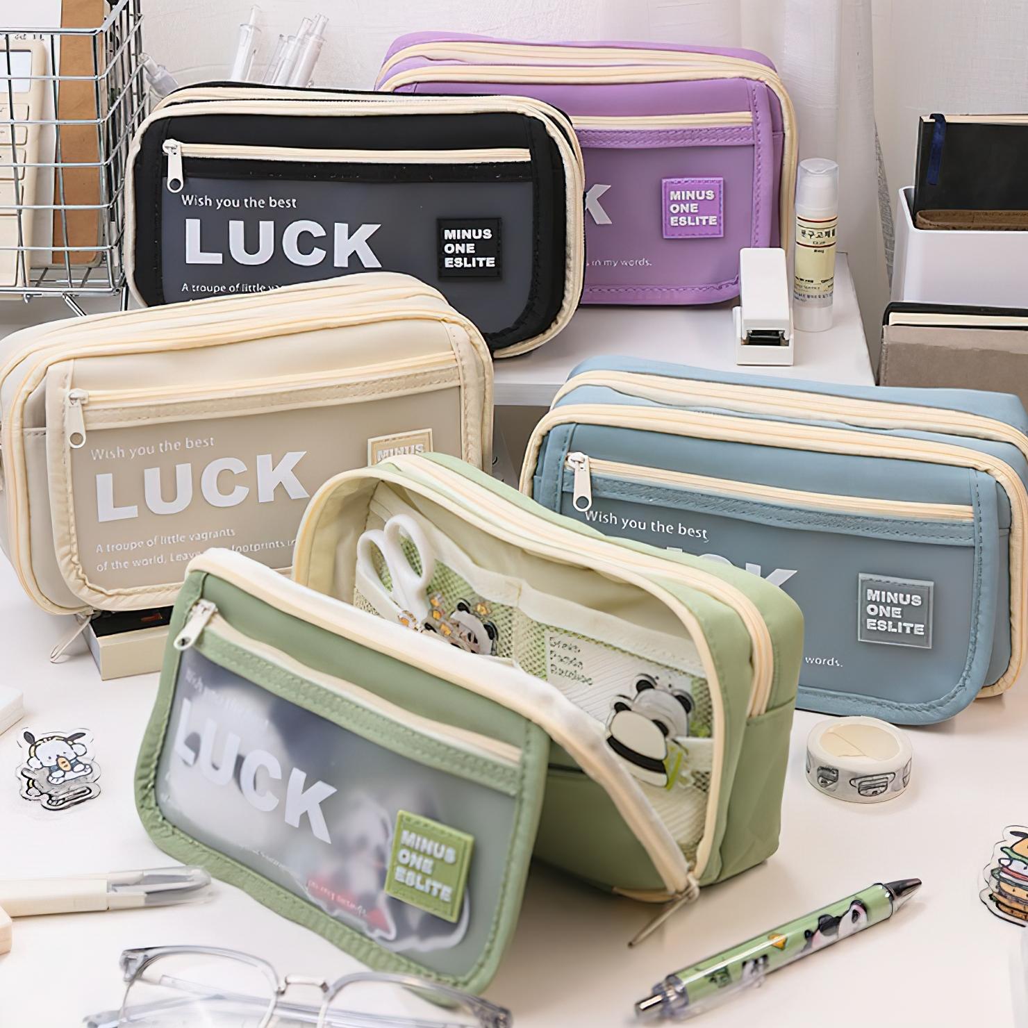 Luck Wish Pencil Bag Pen Case Flip Cover Матовый передний карман для хранения — фото 7