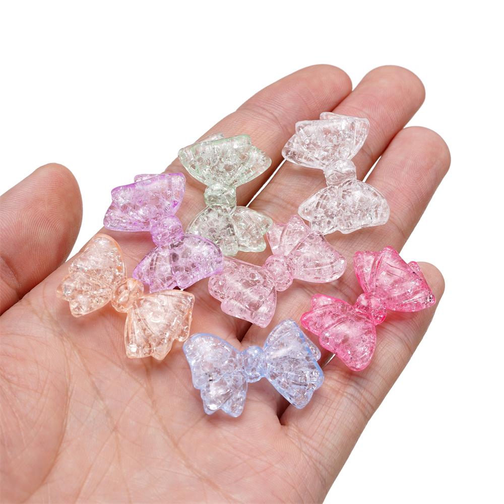 10pcs/lot Big Bowknot Cracked Acrylic Beads Transparent Necklace Loose Spacer Beads For DIY Jewelry Making Bracelet Accessories