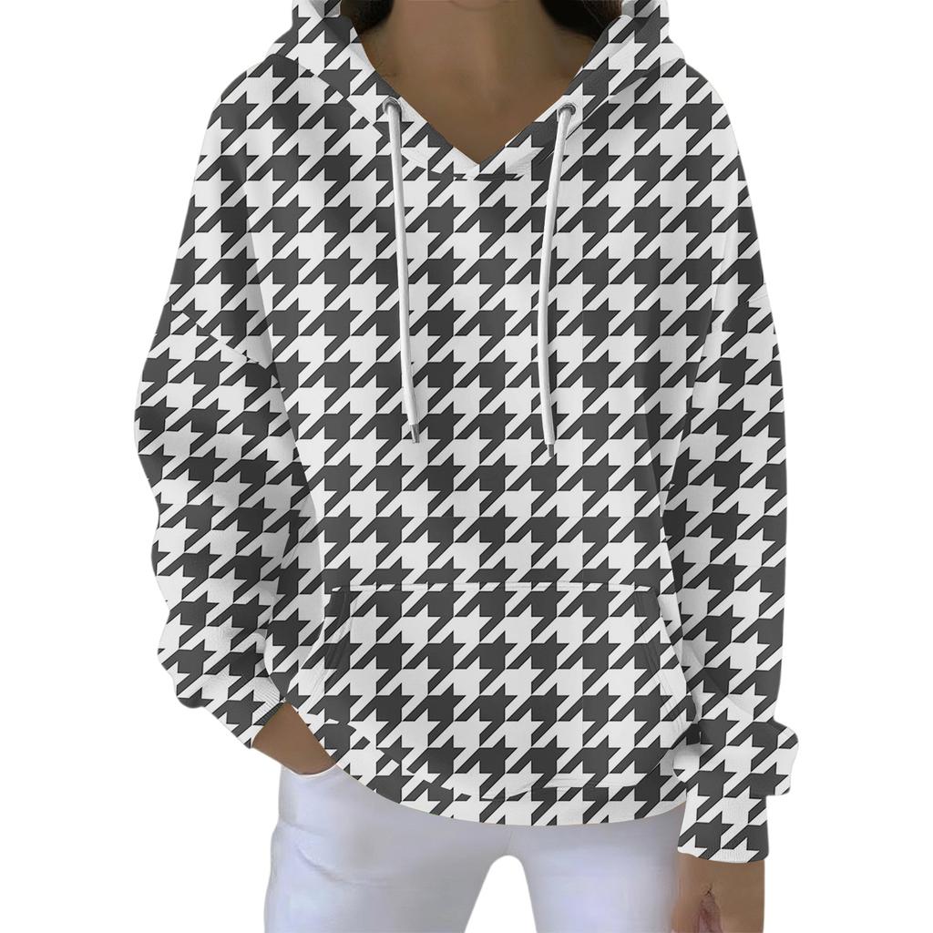 Women's Fashion Casual Hooded Loose Printed Long Sleeve Sweatshirt