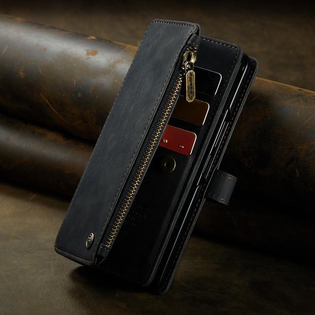 

Противоударный кожаный чехол для мобильного телефона Samsung Galaxy Z Fold4 Fold 4 Fold3 Fold 3 5g Чехлы-бумажники со шнурком for Samsung Z Fold 3 чёрный