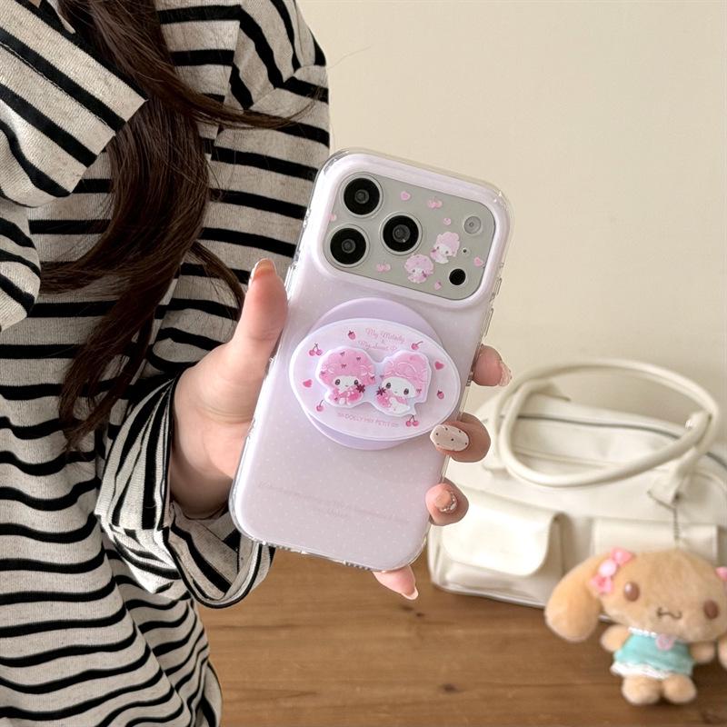 Pink Polka Dot Strawberry Magnetic Phone Case for Small Animals, Compatible with iPhone 17/16 Pro Max/15 Pro