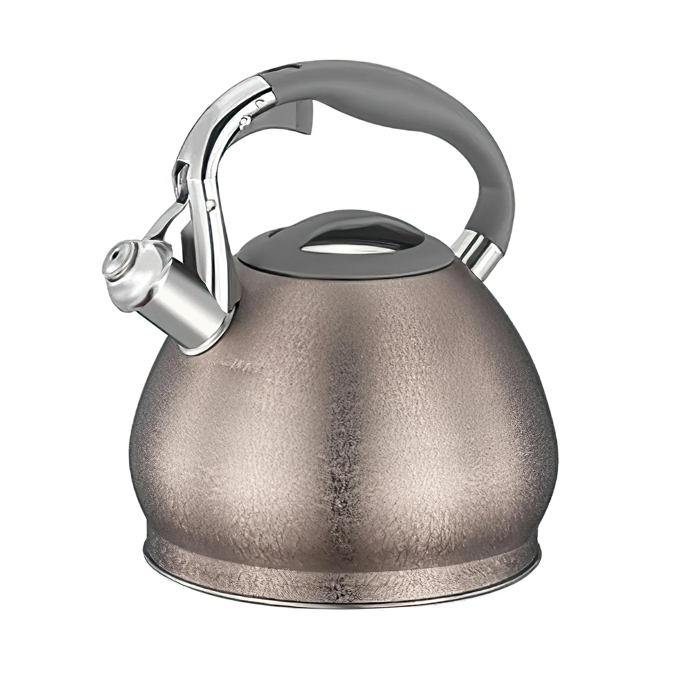 

304Stainless Steel Boil Water Kettle Bakelite Handle half ball Bronze 3L Whistle Pot Induction Cooker Household Kitchen Supplies