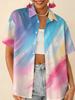 Love printed short-sleeved shirt women's summer loose casual lapel shirt retro niche top