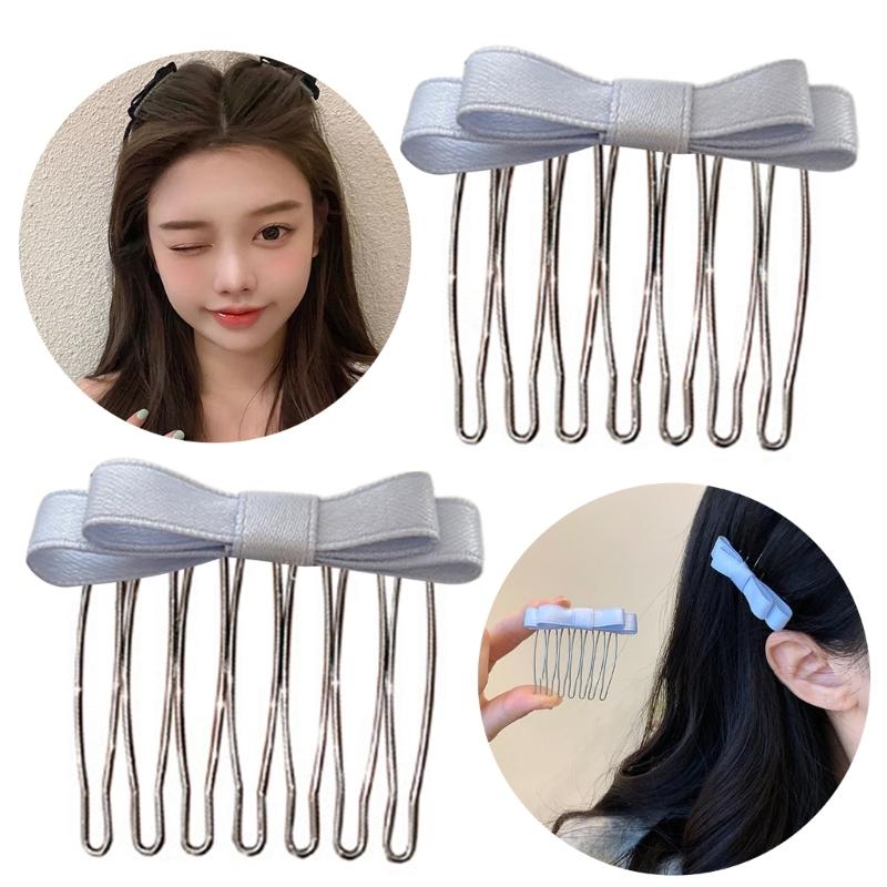 Ribbon Bowknot Hair Comb for Girl Hairpin Comb Hairclip Barrettes for Women Side Bangs Sweet Hair Styling Tool