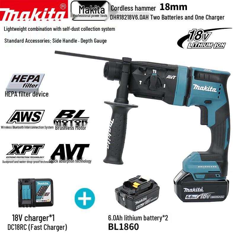 

Makita DHR182 18V Cordless Brushless Rotary Hammer CN plug (adapter included)