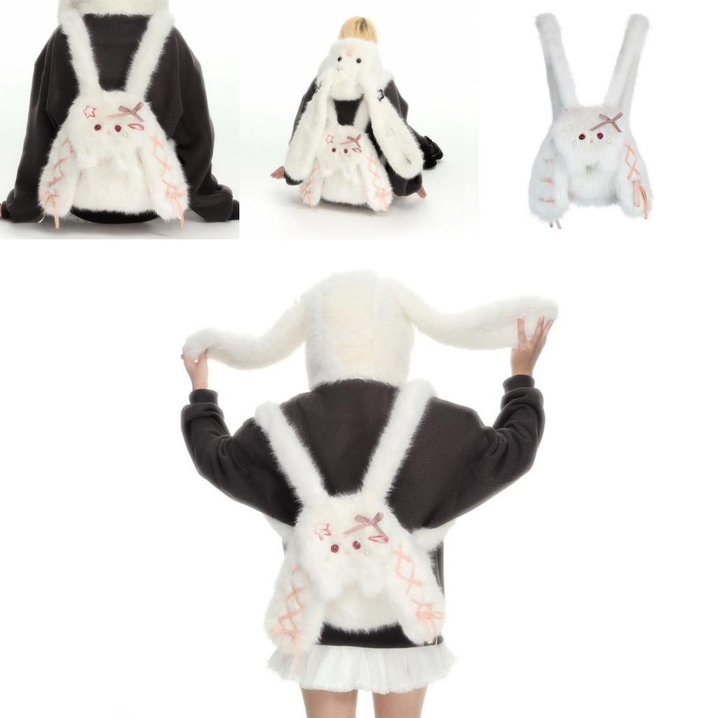 Japanese Cute Long Ear Bunny Plush Backpack For Girls And Teens Cartoon Style Girls Gift