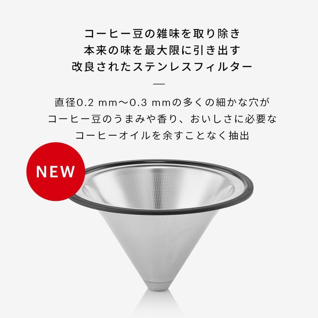 BODUM POUR OVER Drip Coffee Maker, 1000ml, 80th Anniversary Limited Edition, Gray, Stainless Steel Filter, Glass Beaker, Coffee [Authentic]