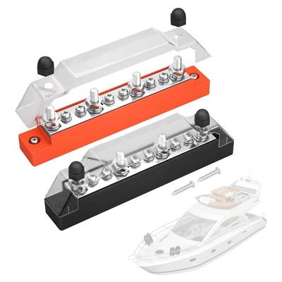 Positiv-Negativ-Sammelschiene, Batterie-Stromverteilungsblock, 4 x M6-Autoklemmenblockbolzen, 6 x M4-Klemmenbusschrauben für Boot