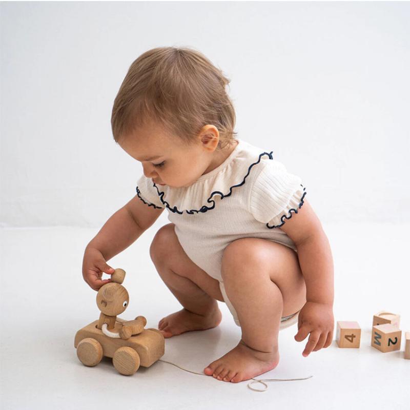 Baby Romper A Pure Cotton Short-sleeved Spring and Summer Baby Clothes for Boys and Girls Baby Lace Collar Triangle Romper