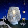 Birdcage Shaped Table Lamp Battery Operated Iron Mesh Shade Night Light for Bedside Bar Cafe Bedroom Living Room
