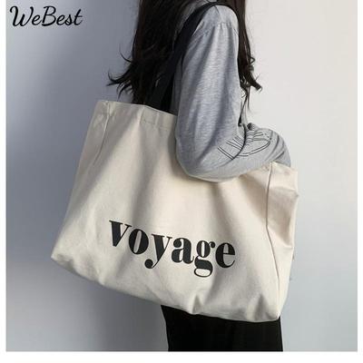 Large Capacity Simple Letter Shoulder Canvas Bag
