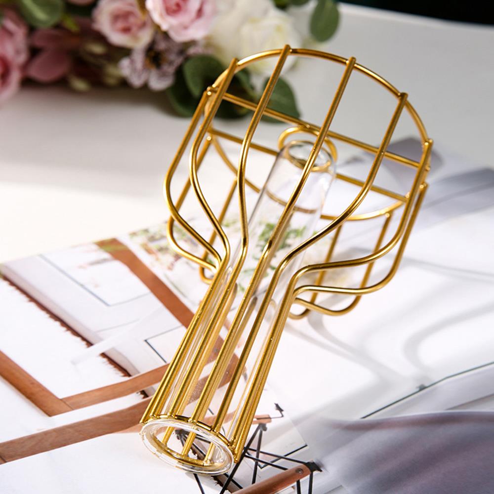 Minimalist  Iron Flower Vase Metal Flower Stand Desktop Vase Hydroponic Vase Home Decoration Hollowed Out Creative Simple