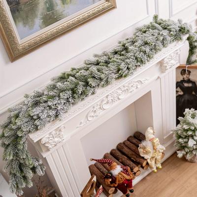 Christmas Artificial PE Hanging Rattan Decorative Cedar Garland with LED Light Garland for Mantel Fireplace Tablecloth