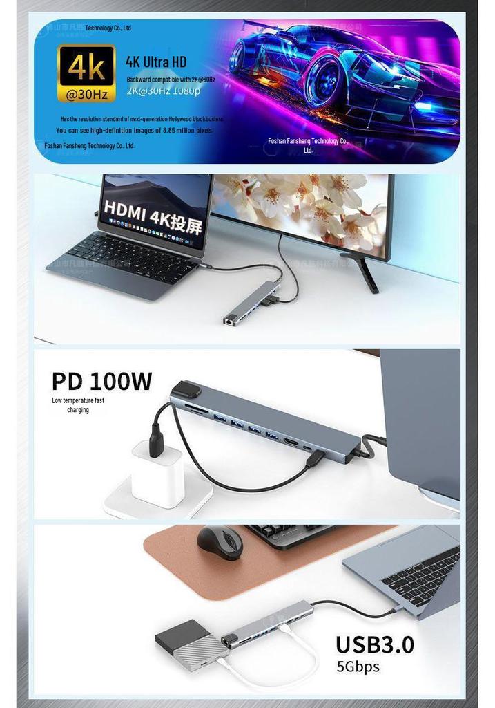 USB-C Docking Station: Laptop and Tablet Expansion Adapter with HDMI & USB 3.0