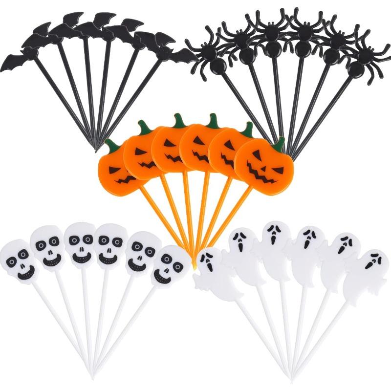 10pcs/set Cartoon Children Cake Dessert Pick Toothpick Lunch Pick Halloween Fruit Fork Food Fork Bento Lunches Party Decoration