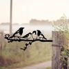 Sparrow On Branch Metal Silhouette Garden Stake Tree Backyard Patio Terrace Outdoor Art Decoration Iron Art Silhouette Decor