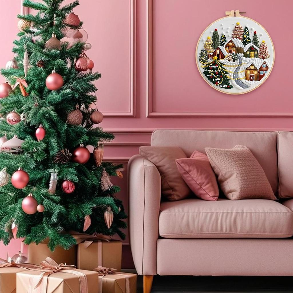 Christmas Embroidery Kit Hand Embroidery Kit Christmas Decorations Embroidery Kit Creative Handmade Needlework Kit Home Decor