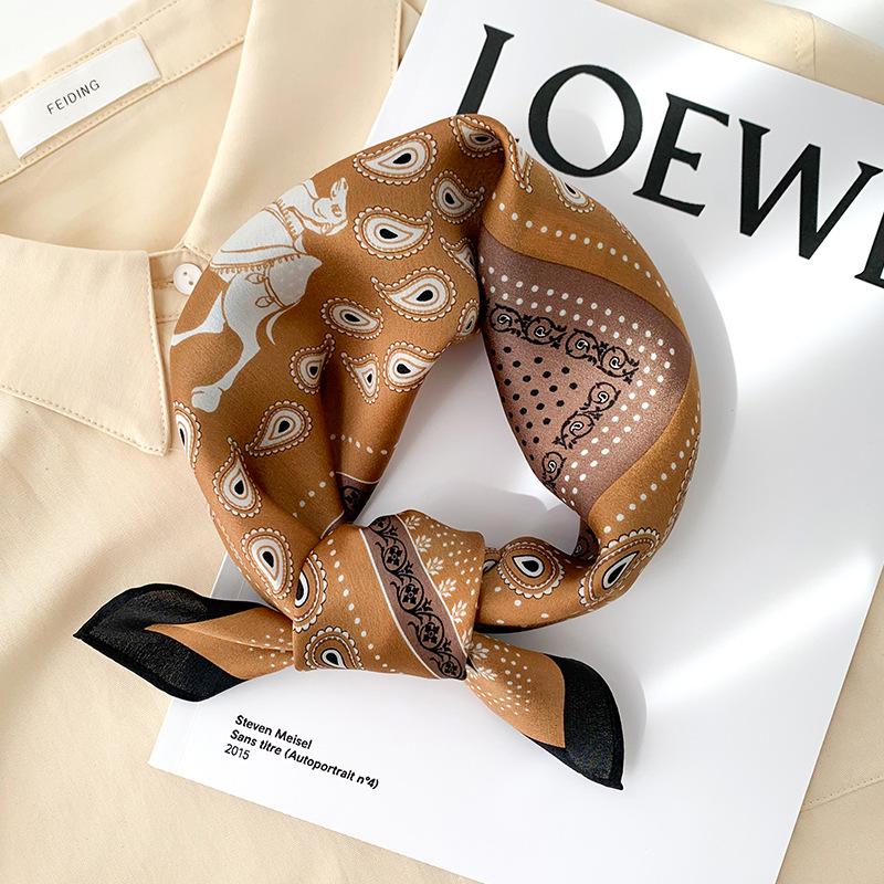 Women 70*70cm Square Silk Scarf/scarves Luxury Wrap  Hair Tie Band Bag Warp Soft Neckerchief Hijab Headscarf Female Foulard