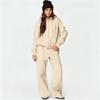 Damen Reißverschluss Hoodie und Weite Hosen 2-teiliges Set, Lockerer Trainingsanzug