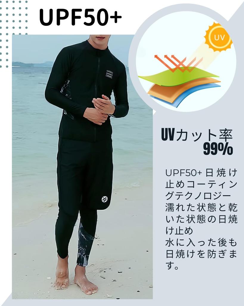 Foveitaa Rash Guard Fitness Swimsuit Top and Long Open and Surf Set for UV Hot and Competitive Size 9011 XL Men's Set, Bottoms, Sleeve, Front,