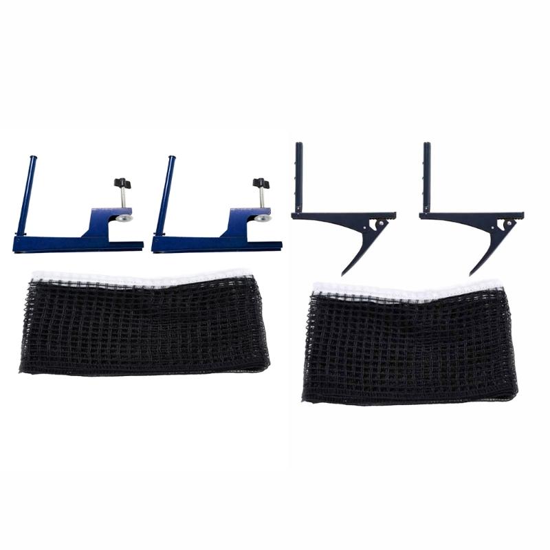 Table Tennis Net and Post Set Folding PingPong Mesh Net Clip Adjustable Screw Clamp Post Table Tennis Accessories