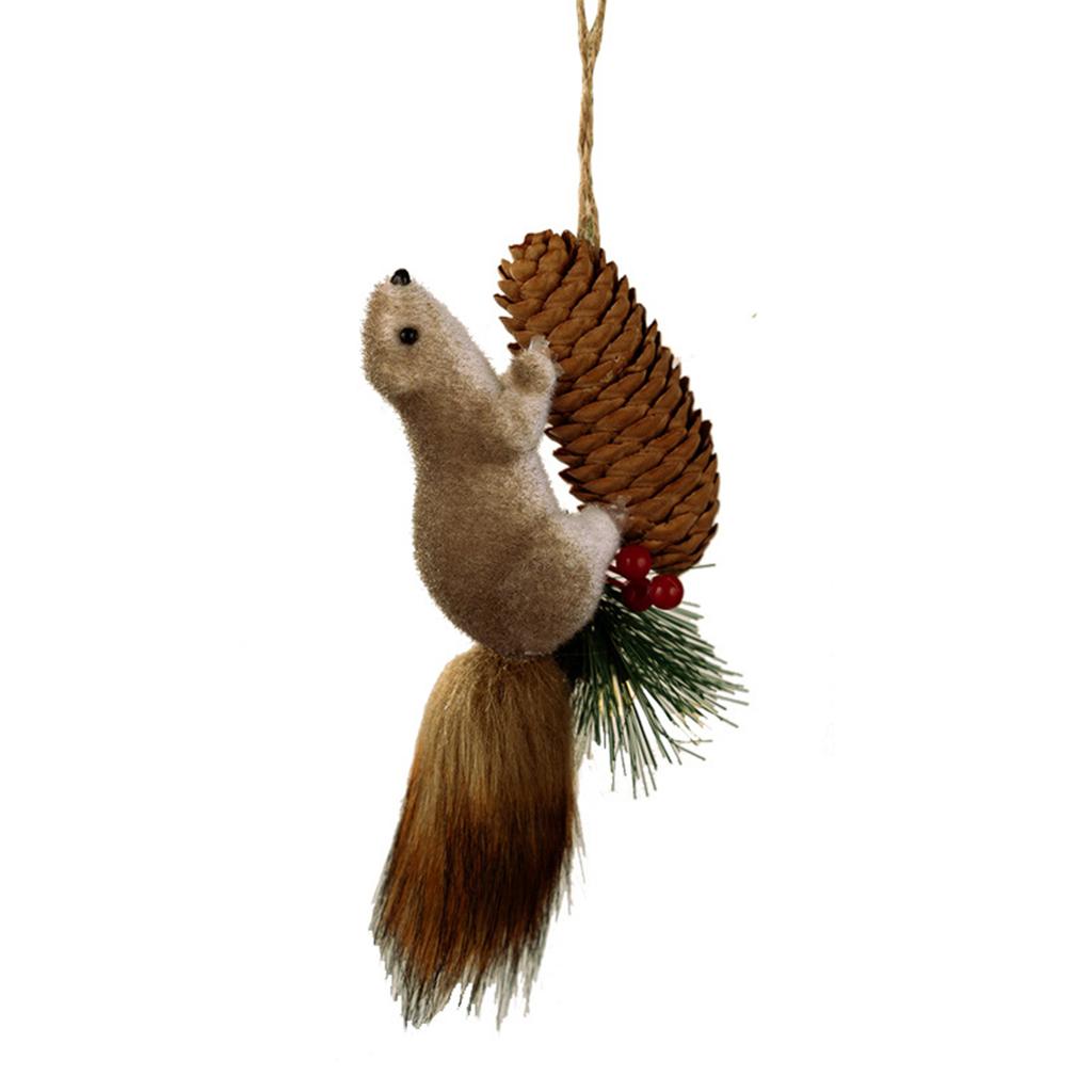 Artificial Squirrel Decoration Christmas Tree Hanging Ornament For Door Mantel Window Wedding Christmas Party Decoration
