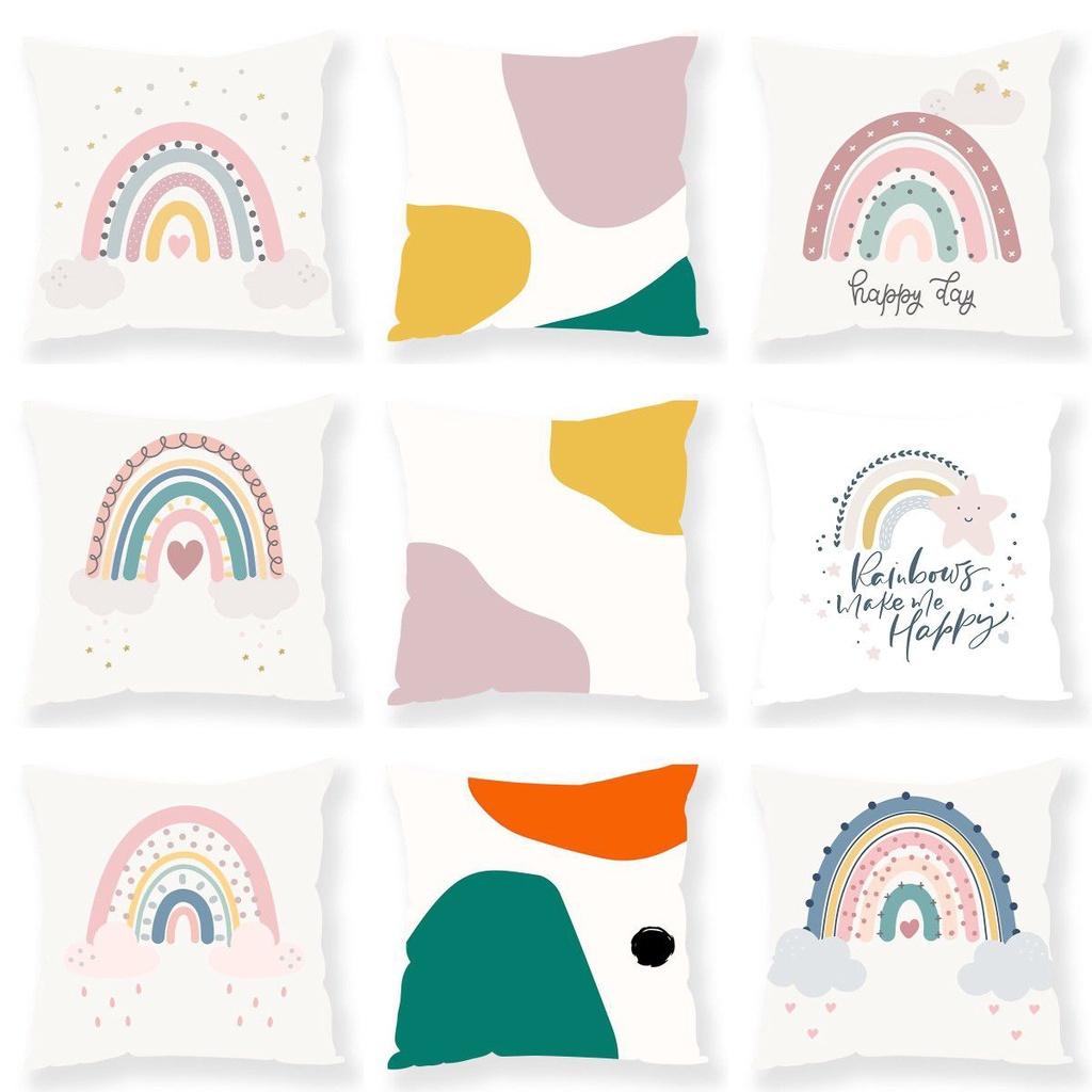 Vibrant Rainbow Print Cushion Cover For Sofa Perfect Home Pillow Case Decor