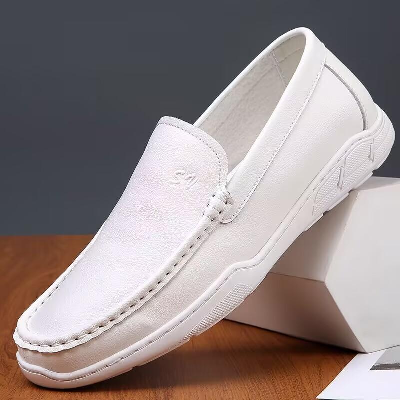 Summer Luxury Brand Men Casual Shoes Soft Genuine Leather Mens Loafers Moccasins Italian Designer Breathable Slip On Boat Shoes