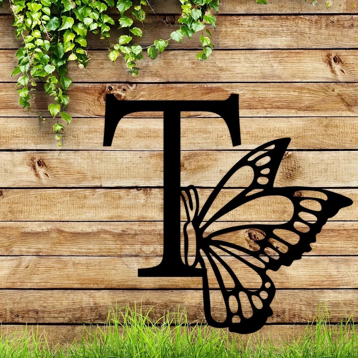 1 шт. Металлический знак с монограммой в виде бабочки - все буквы. Металлические — фото 30