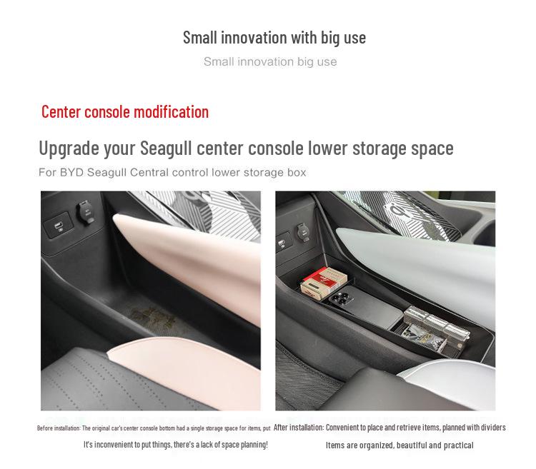 BYD Seagull Lower Center Console Storage Box for Car Interior Modification