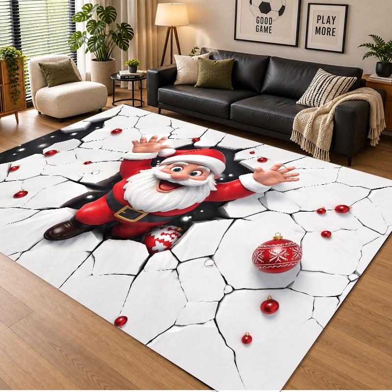 Christmas Theme Floor Carpet, Soft Area Rug, Xmas Indoor Home Holiday Decoration