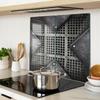Glass Kitchen Serving Boards With Metal Mesh Graphics 2X30X52 Cm