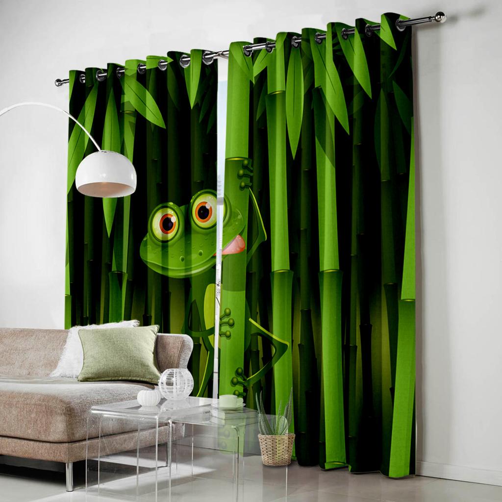 Bamboo And Frog Window Curtains Curtains for Living Room Decorative Items Living Room