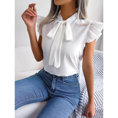 Temperament Commuting Fungus Lace-up Bow Chiffon Shirt Women's Shirt