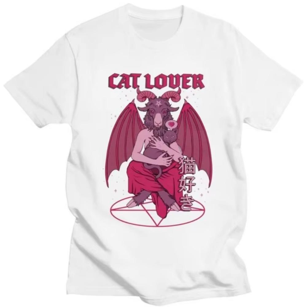 Men Short Sleeve T Shirt Cool TShirt Kawaii Satan Demon Ghost Occult Goat Graphic Shirts Kawaii Clothing Anime Shirt