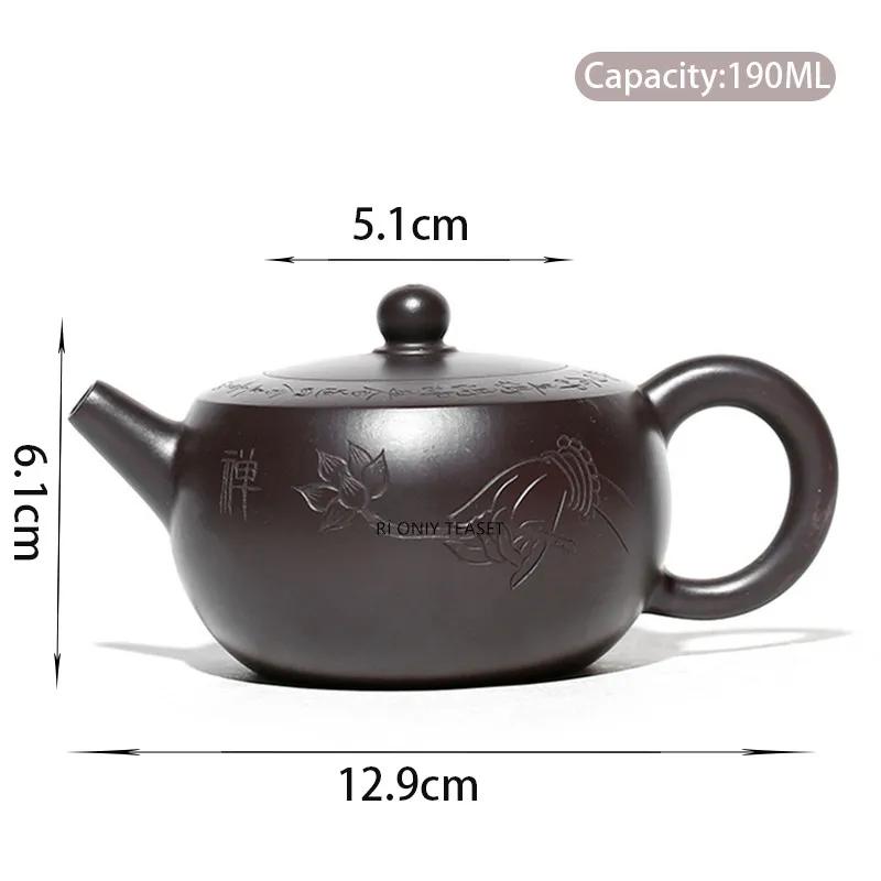 

190ml Yixing Purple Clay Teapot Handmade Lotus Tea Pot Raw Ore Black Mud Beauty Tea Infuser Kettle Chinese Zisha Tea Set