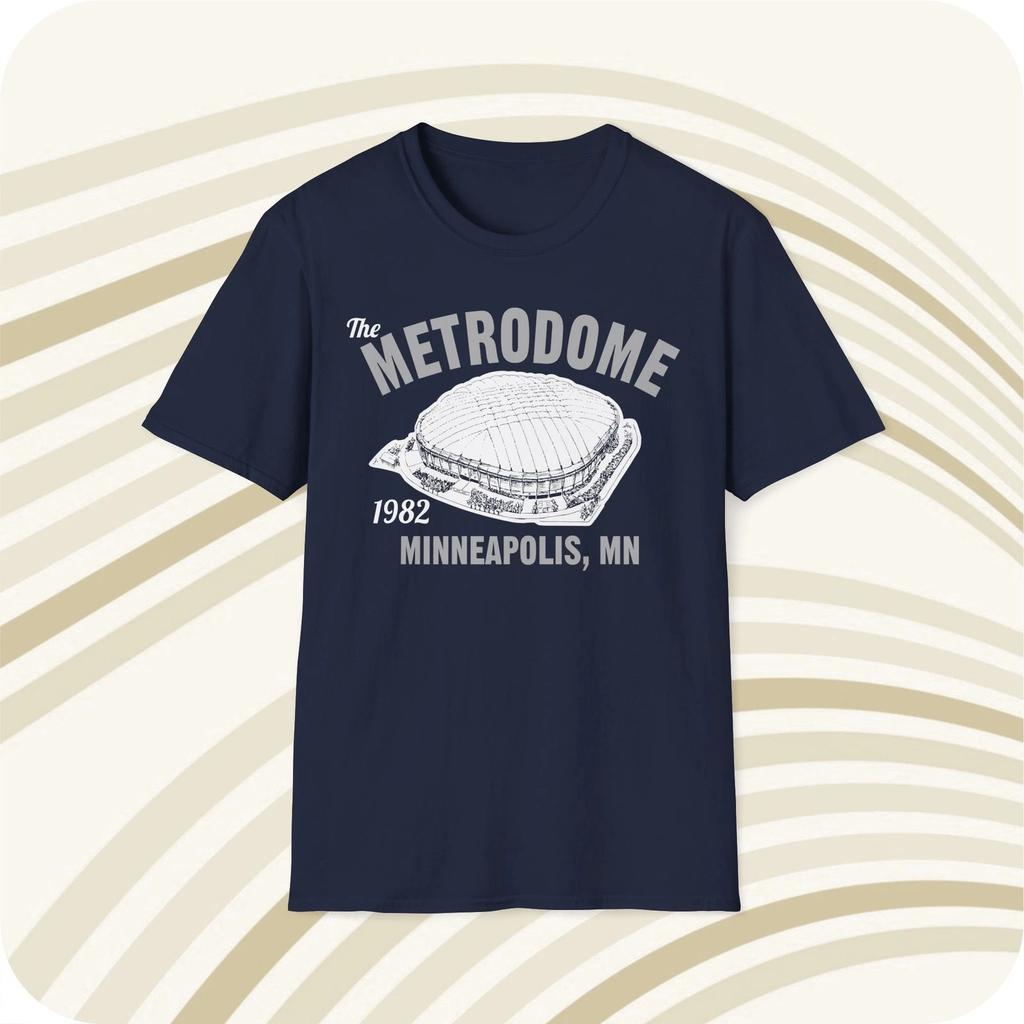 Throwbackmax The Metrodome 1982 Classic Cut Baseball T shirt - Minnesota Twins