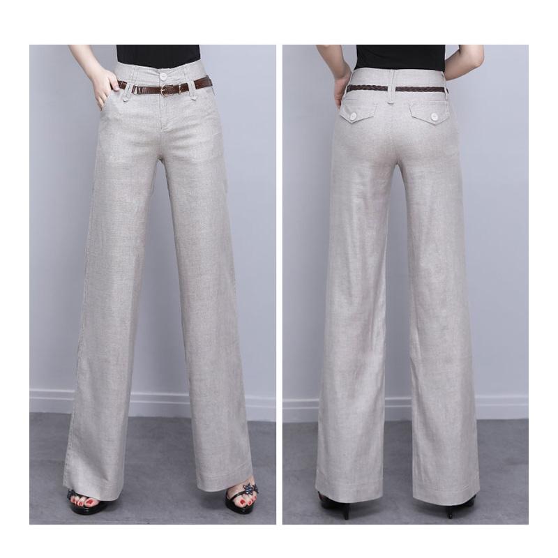 Harajuku Office Summer High Waist Women's Wide Leg Capris Suit Pants for Women Cotton Linen Baggy Straight Pants Woman Trousers