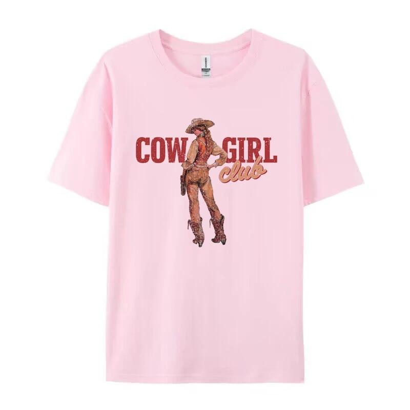 

Cute Cowgirl Club T Shirt Retro Boho Western Country Graphic Tees Loose Vintage Aesthetic Rodeo TShirts Women Fashion Clothing 4XL