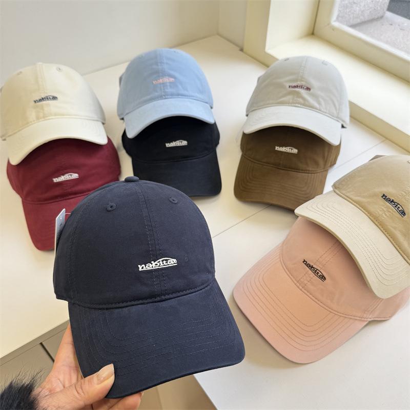 ins soft top simple embroidery baseball cap women spring and summer out of the street wide brim show face small cap couple shade
