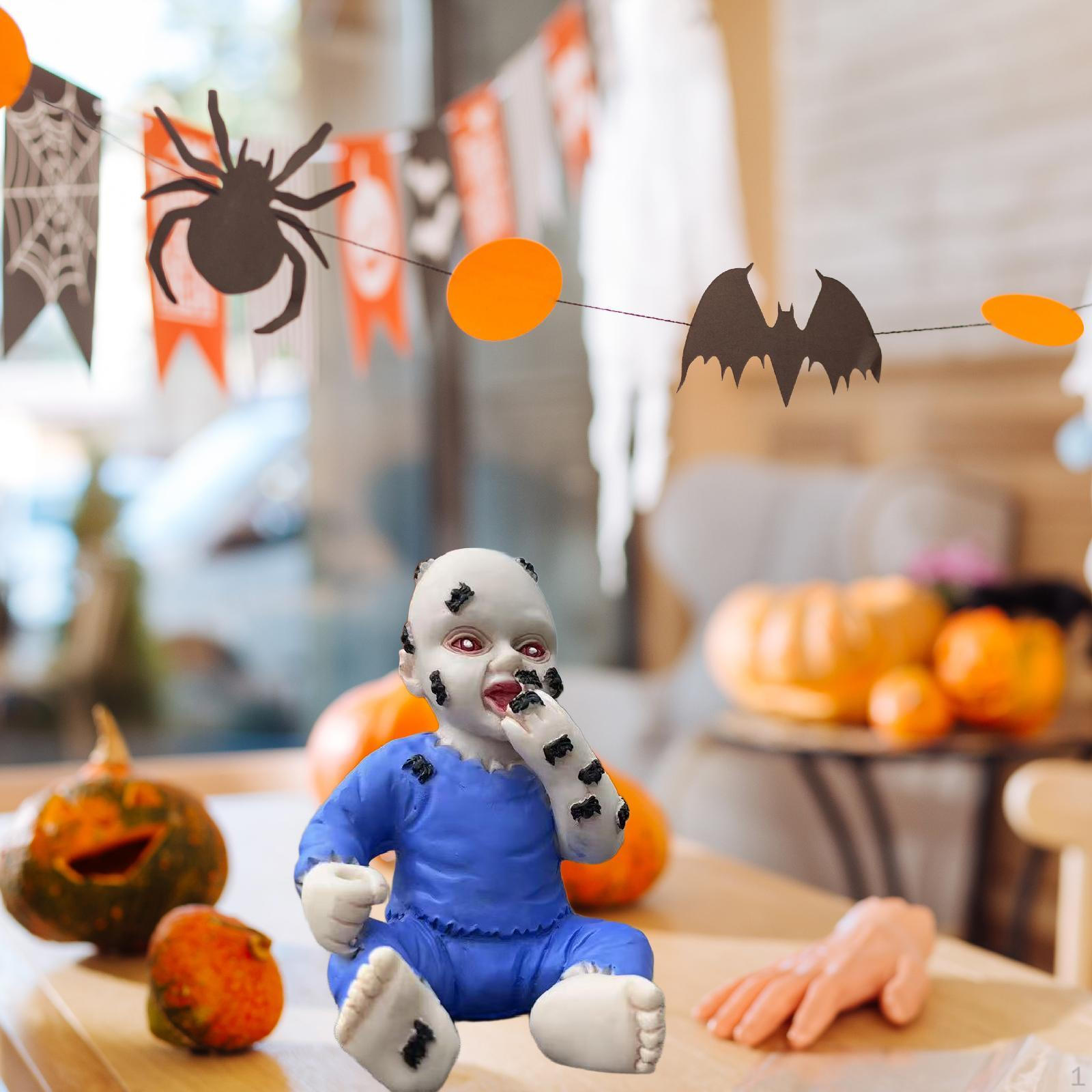 

Halloween Doll Creepy Decorative Handmade Statue Sculpture for Office Porch Tabletop синій