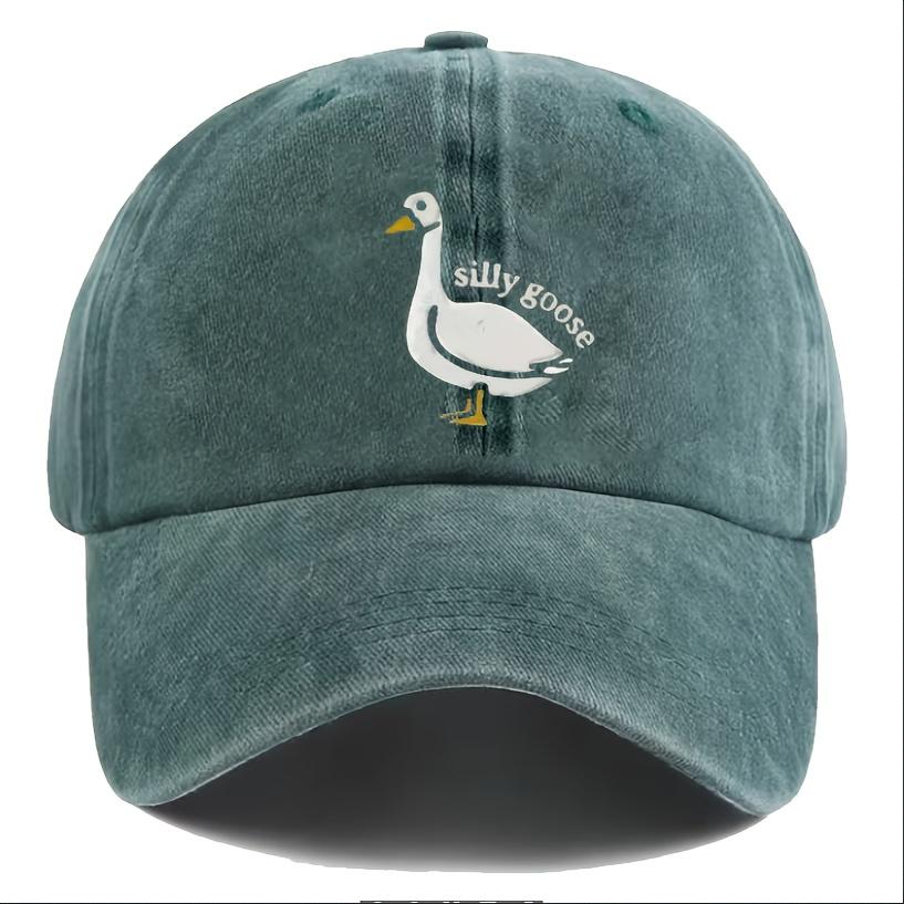 SILLY GOOSE Printed Casual Trendy UnisexS Washed Vintage Baseball Cap Fashionable Outdoor Urban Style Unisex Dad Hat Suitable fo